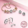 925 Sterling Silver Metal Bead Cyrkonia musujące Rose Gold Charm Fit Pandora Charms S925 Bransoletka DIY Kobiety Biżuteria