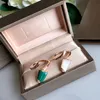 Bugar Ice Cream Jewelry Set Necklace Earring Bracelet Three-piece Natural Malachite White Fritillary Gold plated bracelet gift for girlfriend