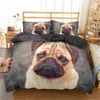 Homesky 3D Cute Dog Pościel Zestawy Pug Dog Łóżko Zestaw Duvet Pokrywy Zestaw Poszewka Królowa Królowa Rozmiar łóżko Pościel Bedclothes 201114