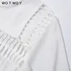 WOTWOY Bianco Scava Fuori Camicette Delle Donne 2020 Nuova Primavera Camicie A Maniche Lunghe Casual Streatwear Delle Donne Top e Camicette Harajuku LJ200831