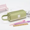 Pencil Case Big Capacity Simple 2 Zipper Double Layers School Pencil Cases for Girls Stationery Pen Bag