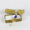 50pcs Wedding Favors Blue Crystal Rose z srebrnym/złotym długim powstaniem w pudełku prezentowym Walentynkowe Prezenty Bachelor Party Party