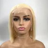 613 Blonde Menselijk Haar Pruiken Drie Deel 13x4 Kant Pruiken Braziliaanse Virgin Straight Haar Pruik 150 Dichtheid