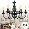Vintage American European classic E14 LED candle lamp chandelier 3 6 arms hanging chain black Iron Pendant lamp light Fixture