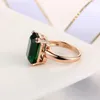 Natural Emerald Ring Zircon Diamond Rings For Women Engagement Wedding Rings with Green Gemstone Ring 14K Rose Gold Fine Jewelry 201006