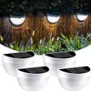 2pcs solar 6LED outdoor night lamp semicircle fence light black and white wall light water drop stair step lights new258k