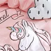 100% katoen Kids Meisjes Roze Twin Queen Unicorn Beddengoed Set King Size Bed Set Dekbedovertrek Hoeslaken Set Bedlinnen T200706