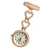 Pocket Nurse Watches Doctor Clock Pin Brooch Zircon Crystal Strass Rose Gold Heart Fob Nurse Watch