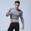 Men's T-shirt tees running fitness clothing quick-drying sportswear long-sleeved compression training stretch Slim tights size S-2XL