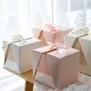 Square V Window Transparent PVC Folding Portable Paper Box With Ribbon Surprise Rose Flower Bouquet Arrangement European GIF1215Y