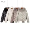 FTLZZ Women Real Collar Down Jacket Winter Warm Ultra Light Short White Duck Parka Elegant Coat Outwear 201103