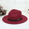 ワイドブリム帽子Fedora Hat Men Romematingウール冬フェルトファッションブラックトップジャズFedoras Chapau
