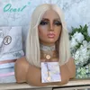 Lace Wigs Real Human Hair Wig Transparent Front Platinum White Blonde Short Bob Straight Frontal Virgin 150% Qearl Kend22