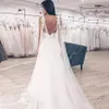 2022 Simple Boho Beach Tulle Wedding Dress Sexy Spaghetti Straps Long A Line Bridal Gowns Summer Backless Bride Formal Dresses Ivory Robes De Mariage