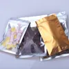 Wholesle Clear Front Matte Gold Aluminum Foil Ziplock Packaging Bag Flat Bottom Plastic Gold Foil Coffee Sugar Gifts Pack Pouch