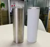 20oz Skinny Tumblers Sublimação Blanks Copo de Aço Inoxidável Canecas Cerveja Cerveja Clássico Copo com Palhas De Palhas Zza Transporte Mar Mar