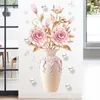 Kreative Pfingstrose Blumen Vase Wandaufkleber für Wohnzimmer Schlafzimmer Aufkleber 3D Wandaufkleber Abnehmbare Dekoration Malerei Decor283E