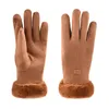 5本の指の手袋女性ウィンタータッチスクリーンフェイクファーミトンレディースガールズアウトドアヒートフルフィンガー並べるサイクリングドライビンググローブ1