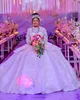 Arabic Luxurious Style A Line Wedding Gowns Long Sleeves Plus Size Puffy Train Princess Sparkly Sequins Bridal Party Dresses Robe De Marriage