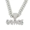 Punk Savage Lettre Collier Pendentif Brillant Ice Out Collier Avec Miami Cubain Lien Chaîne Ras Du Cou Hip Hop Bijoux Pour Hommes