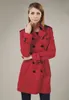 Womens Trench Coats Classic Women Fashion England Middle Long Coat Double Breasted Belted Trench for Woman S-XXL215E