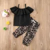 1-5Y Fashion Toddler Kids Baby Girl Clothes Sets Off Shoulder T-shirt Tops+Ruffles Skirt Outfit Clothes