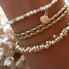 Anklets Boheemse stijl Legering kraal kwastje shell 3 pak armbanden voor vrouwen bulk voet armband