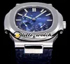 Top New PFF 40mm Sport 5712 / 1A-001 5712 Mecánico Cuerda manual Reloj para hombre Moon Phase Power Reserve D-Blue Dial Correa de cuero Hello_Watch