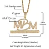 Hip Hop Krappenfassung AAA CZ Stein Bling Iced Out Motiviert durch Geld MBM Buchstaben Anhänger Halsketten für Männer Rapper Schmuck Y1220254l