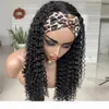 Pannband afro kinky lockigt mänskligt hår peruk för svarta kvinnor glulösa lockiga brasilianska halsduk peruker remy hår5079424