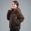 Nouveau manteau de fourrure de vison pour femmes à manches longues de la mode à manches longues pour le vison de vison en tricot en tricot en tricot