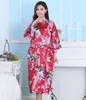 Wholesale- Red Chinese Women Silk Rayon Robes Long Sexy Nightgowns Yukata Kimono Bath Gown Sleepwear pijama feminino Plus Size XXXL