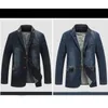 New Autumn Casual Denim Jacket Män Vinter Blazer Passar Mens Business Jackor Passar Läder Patchwork Män Jeans Coat M ~ 4XL MY1901