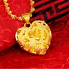 Classical Women Jewelry Real 18 K Gold&heart Design Pendant Necklace 16-30 Inch Water Wave Chain