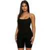 Anjamanor negro sexy mamelucos para mujer mono de una pieza traje de mujer con tiras sin respaldo pantalones cortos bodycon playsuit verano D53I14 T200701