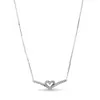 Fina smycken Äkta 925 Sterling Silver Halsband Fit Pandora Pendel Charm Sparkling Wishbone Heart Collier Kärleksförlovning DIY Bröllopshalsband