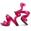 النساء افتح تو قطع غريبة عالية الكعب المصارع الصنادل الأزياء مثير الأفعى شكل القاع أحذية WYP 160405 Y200702