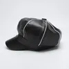 ROSELUOSI automne hiver PU cuir Newsboy casquette pour femmes Vintage octogonal chapeau femme cuir bérets chapeaux 201013