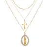 Collier avec pendentif multicouche pour femmes, chaîne méticuleuse, personnalité exagérée, classique, croix vierge, à la mode