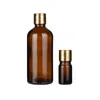 Frascos de aceite esencial Vacío Marrón Envase cosmético Vidrio Recargable con tapón Tapa de rosca dorada 5ml 10ml 15ml 20ml 30ml 50ml 100ml Botella de esencia de tóner de perfume