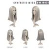 Mixed Gray Ash Blonde Black Pink Straight 14 Inch Synthetic Wigs For Black Women Hair Cosplay Wigs Heat Resistant Fiber