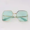 womens Square metal frame women sunglasses clear green lenses green trips