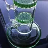 Verre capiteux bleu vert ambre avec triple narguilé en nid d'abeille tube droit verre Bong Dab Rigs Ice Catcher conduites d'eau plate-forme pétrolière WP525