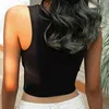 Femmes Crop Tops Casual Stretch Débardeurs Femme Mode Gilet Halter Crop Top Noir Blanc Solide Couleur Sans Manches Camisoles257m