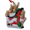 Resina Reno Familia Trineo Familia de 4 Adornos de Navidad Regalos personalizados para vacaciones o decoración del hogar Suministros de artesanía en miniatura Y201020