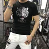 2022 Yeni erkek T-Shirt Rhinestones Tasarımcı Tiger'ın Başkanı Baskı Hip Hop Sokak Kısa Kollu Artı Boyutu Streetwear O-Boyun Erkek En Giyim Mavi Kırmızı Siyah Beyaz M-4XL