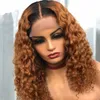 Ombre Brown Deep Wave Lace Front Echthaarperücken 250 % Dichte brasilianisches Remy Haar 5*5 Silk Top Lace Front Perücken mit Babyhaar