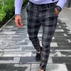 Pantaloni da uomo Abito scozzese vintage da uomo Abito formale Business Casual Slim Fit Pantaloni a quadri classici per feste di matrimonio
