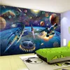 Carta da parati murale personalizzata Moderna dipinta a mano Cartoon Spazio Astronave Camera dei bambini Camera da letto Decorazione da parete per bambini