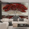Benutzerdefinierte Wandbild Kreative 3D Stereoskopische Handgemalte Ölgemälde Rot Großen Baum Wohnzimmer Dekoration Tapete Für Schlafzimmer Wände